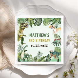 Dinosaurus Jongen 3e Verjaardagsfeestje Servet