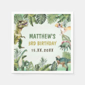 Dinosaurus Jongen 3e Verjaardagsfeestje Servet (Voorkant)