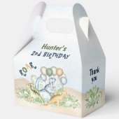 Dinosaurus Jongen Blauw Groen 1e 2e Verjaardag Gro Bedankdoosjes (Voorkant)