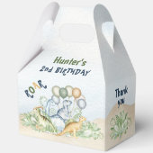 Dinosaurus Jongen Blauw Groen 1e 2e Verjaardag Gro Bedankdoosjes (Achterkant)