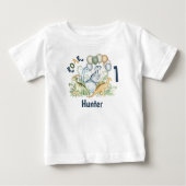 Dinosaurus Jongen Blauw Groene Naam 1e Verjaardag (Voorkant)