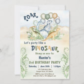 Dinosaurus Jongen Blauw Groene Pastel Aangepaste 1 Kaart (Voorkant)