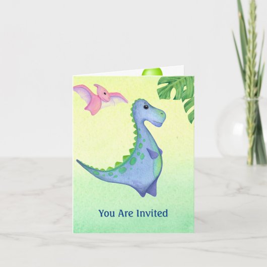 Dinosaurus Jongen Naam & Leeftijd Leuke Verjaardag Kaart (Voorkant)