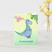 Dinosaurus Jongen Naam & Leeftijd Leuke Verjaardag Kaart (Gele Bloem)