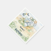 Dinosaurus Jongen Pastel Blauw Groen 1e Verjaardag Servet (Hoek)