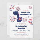 Dinosaurus Jongen Patriottisch Vuurwerk 4th van Ju Kaart (Voorkant)