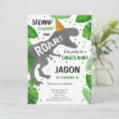 Dinosaurus Jongen Verjaardagsfeestje Kaart (Staand voorkant)