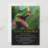 Dinosaurus- jongensfeest thema uitnodiging (Voorkant)