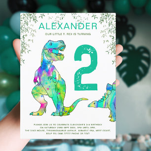 Dinosaurus jungle 2e verjaardagsfeest Budget Uitnodiging Briefkaart
