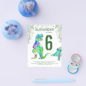 Dinosaurus jungle jongens verjaardagsfeestje budge flyer (Enkel)
