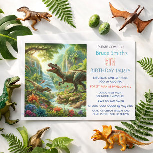 Dinosaurus Jungle Verjaardag voor Jongens 5 Jaar Kaart