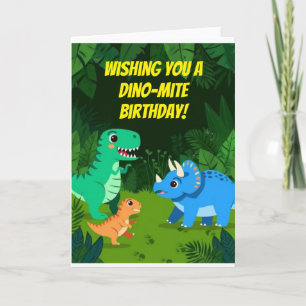 Dinosaurus Jungle Verjaardag Vouwkaart Kaart
