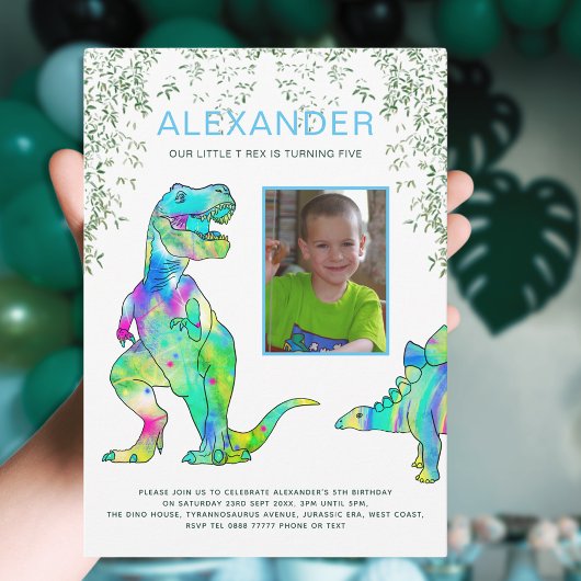 Dinosaurus Jungle Verjaardagsfeest Foto Kaart
