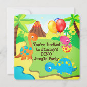 Dinosaurus Jungle Verjaardagsfeestje Kaart (Voorkant)