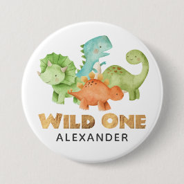 Dinosaurus Jurassic 1e verjaardag thema Ronde Button 7,6 Cm