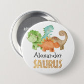 Dinosaurus Jurassic 1e verjaardag thema Ronde Button 7,6 Cm (Voorkant /achterkant)