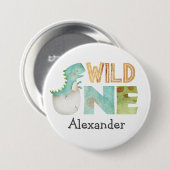 Dinosaurus Jurassic 1e verjaardag thema Ronde Button 7,6 Cm (Voorkant /achterkant)