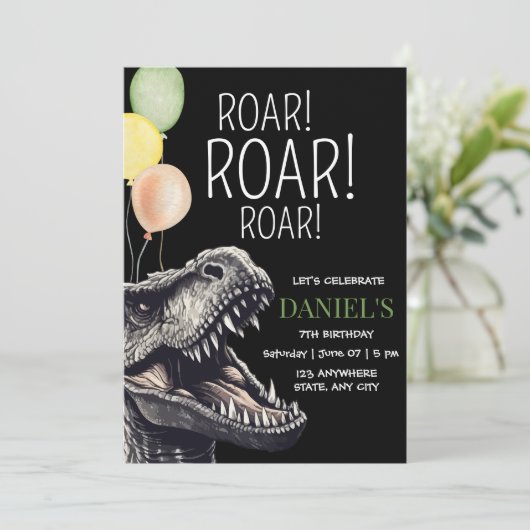 Dinosaurus Jurassic Adventure T-Rex Verjaardag Kaart (Staand voorkant)