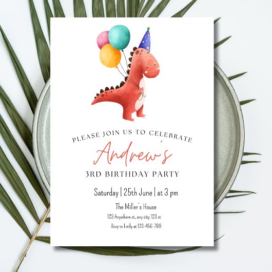Dinosaurus Jurassic Feest Uitnodiging Jongens Drie
