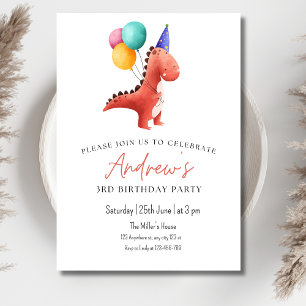 Dinosaurus Jurassic Feest Uitnodiging Jongens Drie