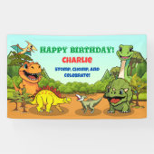 Dinosaurus Jurassic Prehistorische Fun Cartoon Ver Spandoek (Horizontaal)