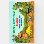 Dinosaurus Jurassic Prehistorische Fun Cartoon Ver Spandoek (Verticaal)