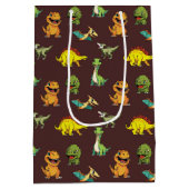 Dinosaurus Jurassic Prehistorische Schattigee Cart Medium Cadeauzakje (Achterkant)