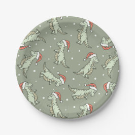 Dinosaurus Kerst Jongen Kerstman Dino T-Rex Salie Papieren Bordje