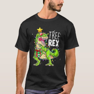 Dinosaurus Kerstboom Lichtjes Boom Rex Kerstmis T-shirt