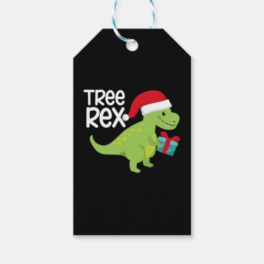 Dinosaurus Kerstboom Rex Cadeaulabel (Voorkant)