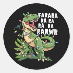Dinosaurus Kerstboom Rex Kerstcadeaus  Ronde Sticker