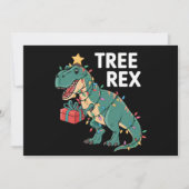 Dinosaurus Kerstboom Rex Pyjama Kerstlichten Feestdagenkaart (Voorkant)