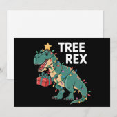 Dinosaurus Kerstboom Rex Pyjama Kerstlichten Feestdagenkaart (Voorkant / Achterkant)
