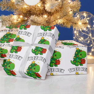 Dinosaurus Kerstboom T-Rex Schattige Dino Kerstfee Cadeaupapier
