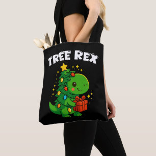 Dinosaurus Kerstboom T-Rex Schattige Dino Kerstfee Tote Bag