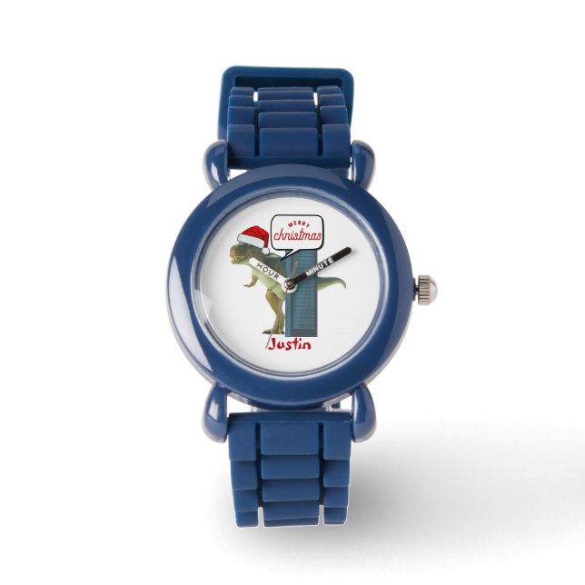 dinosaurus kerstcadeau , gepersonaliseerde naam horloge (Voorkant)