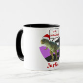dinosaurus kerstcadeau , gepersonaliseerde naam mok (Voorkant links)