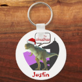dinosaurus kerstcadeau , gepersonaliseerde naam sleutelhanger (Voorkant)