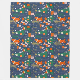 Dinosaurus Kerstfeest Blauw Fleece Deken