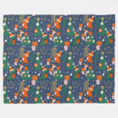 Dinosaurus Kerstfeest Blauw Fleece Deken (Voorkant (Horizontaal))