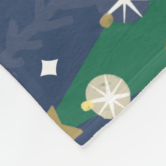 Dinosaurus Kerstfeest Blauw Fleece Deken (Hoek)