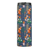 Dinosaurus Kerstfeest Blauw Thermosbeker (Achterkant)