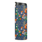 Dinosaurus Kerstfeest Blauw Thermosbeker (Geroteerd rechts)