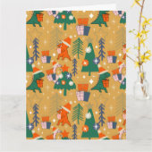 Dinosaurus Kerstfeest Geel Kaart (Gele Bloem)