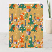 Dinosaurus Kerstfeest Geel Kaart (Voorkant)