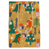 Dinosaurus Kerstfeest Geel Medium Cadeauzakje (Achterkant)