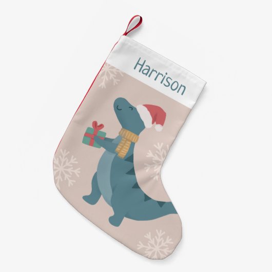 Dinosaurus kerstkous kleine kerstsok (Voorkant (Hangend))