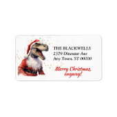 Dinosaurus Kerstman Kerst retour adres Etiket (Voorkant)