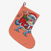 Dinosaurus Kerstman Kerstman T rex Jongens Mannen Grote Kerstsok (Voorkant (Hangend))