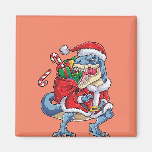 Dinosaurus Kerstman Kerstman T rex Jongens Mannen Magneet (Voorkant)